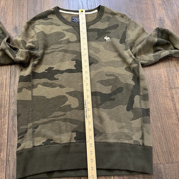 Abercrombie & Fitch Sweatshirt Small L/S Crew Neck Logo Green Camo Oversized Y2K - Picture 5 of 6